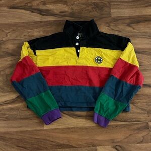 Cross Colours Crop Stripe Panel Rugby Top